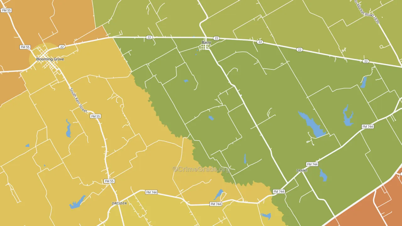 75102, TX Map of Drug-Related Crime Rates