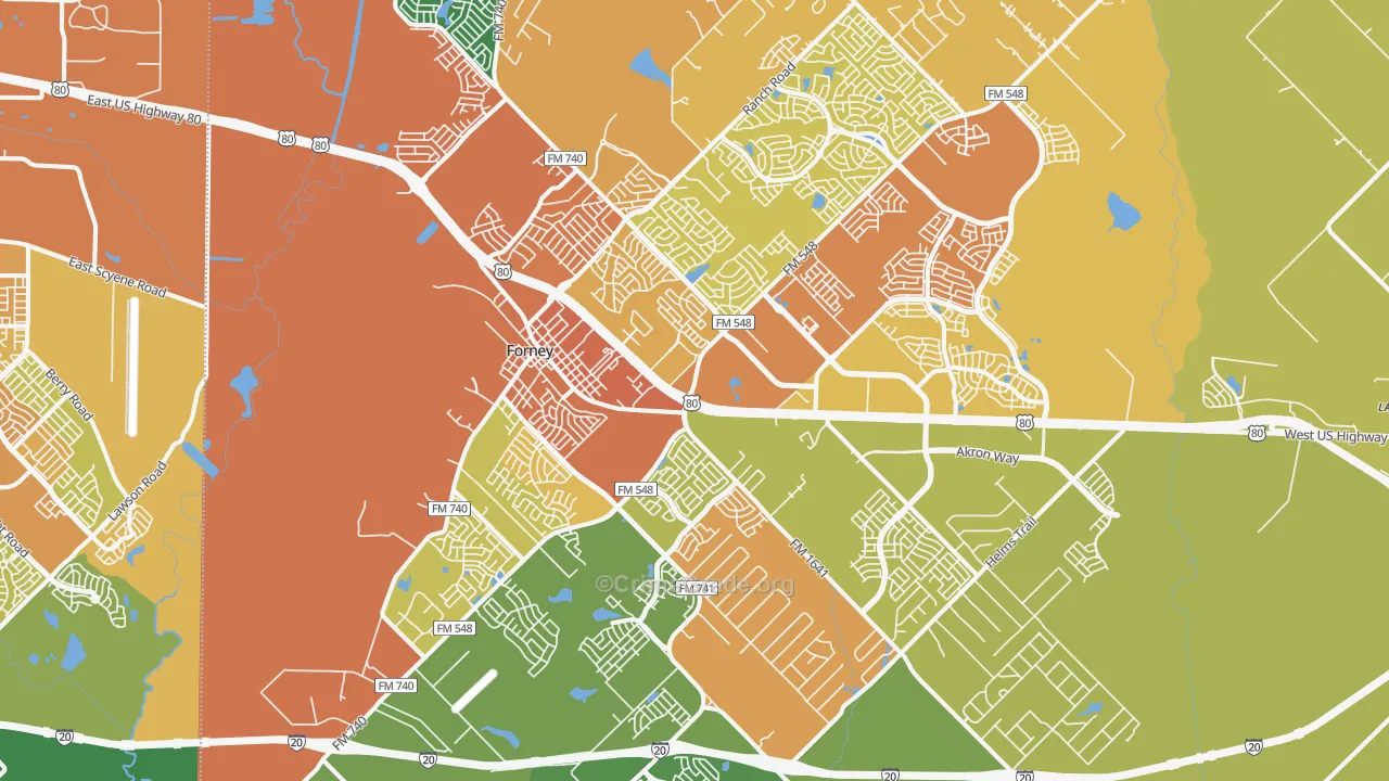 75126, TX Map of Drug-Related Crime Rates