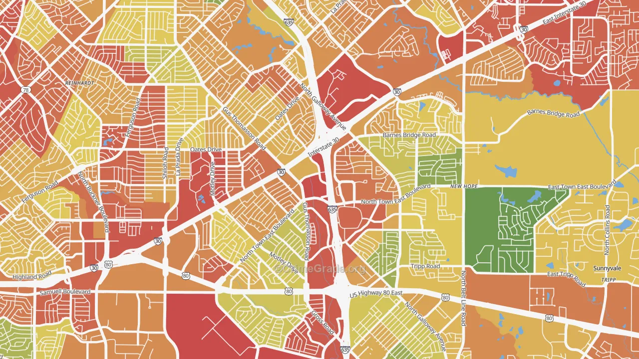 75150, TX Map of Drug-Related Crime Rates