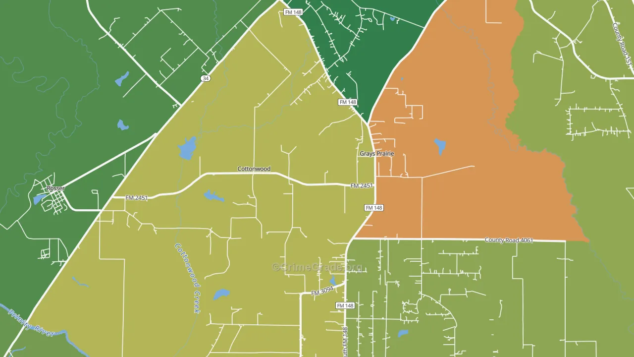 75158, TX Map of Drug-Related Crime Rates
