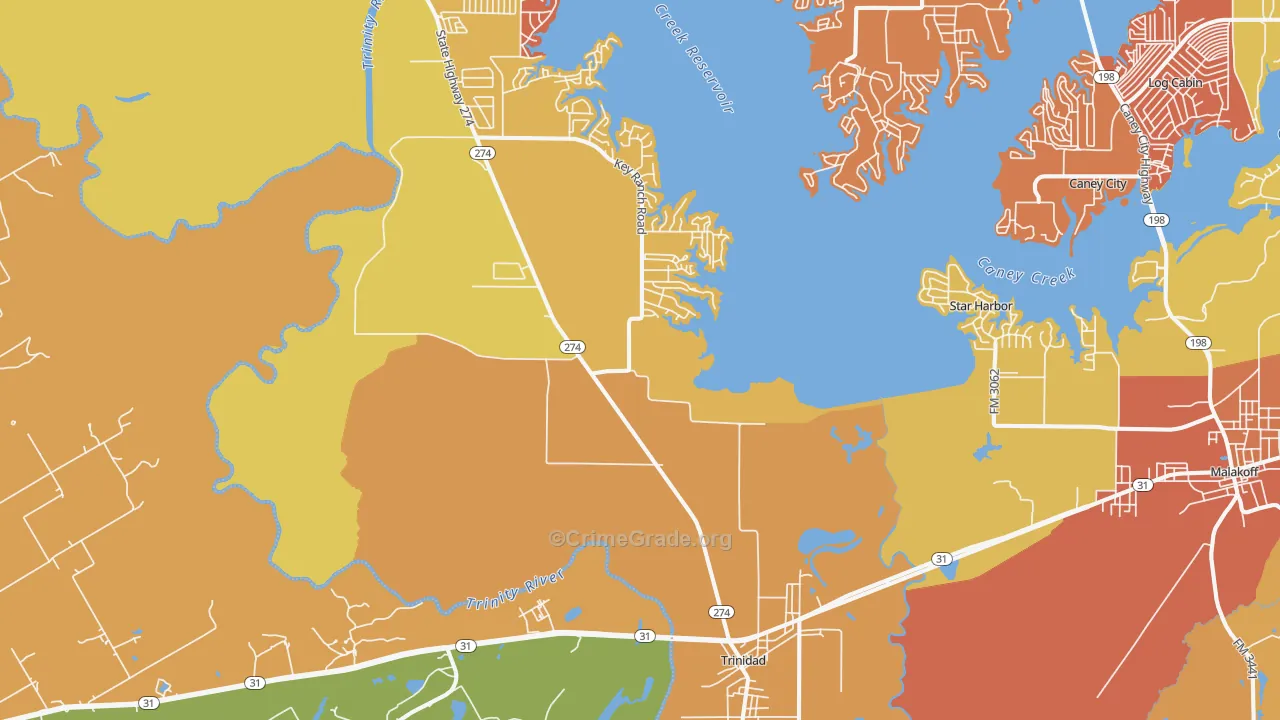 75163, TX Map of Drug-Related Crime Rates