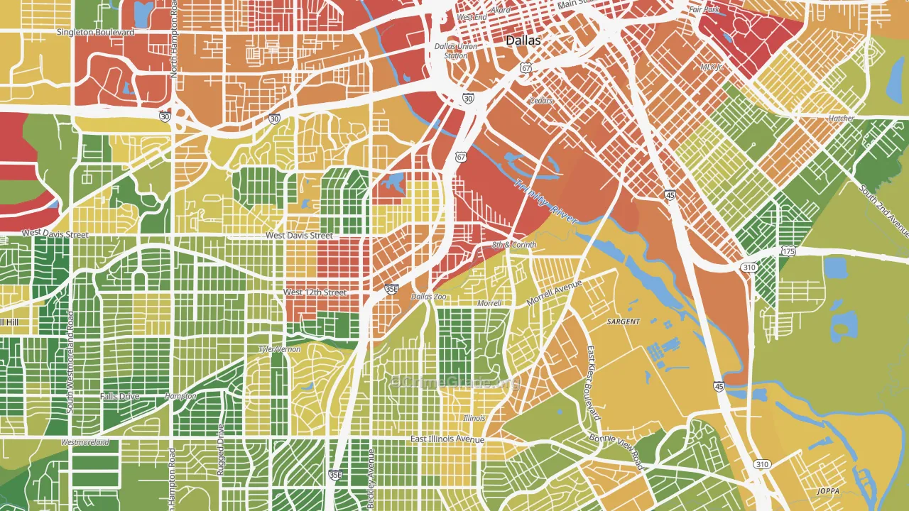 75203, TX Map of Drug-Related Crime Rates