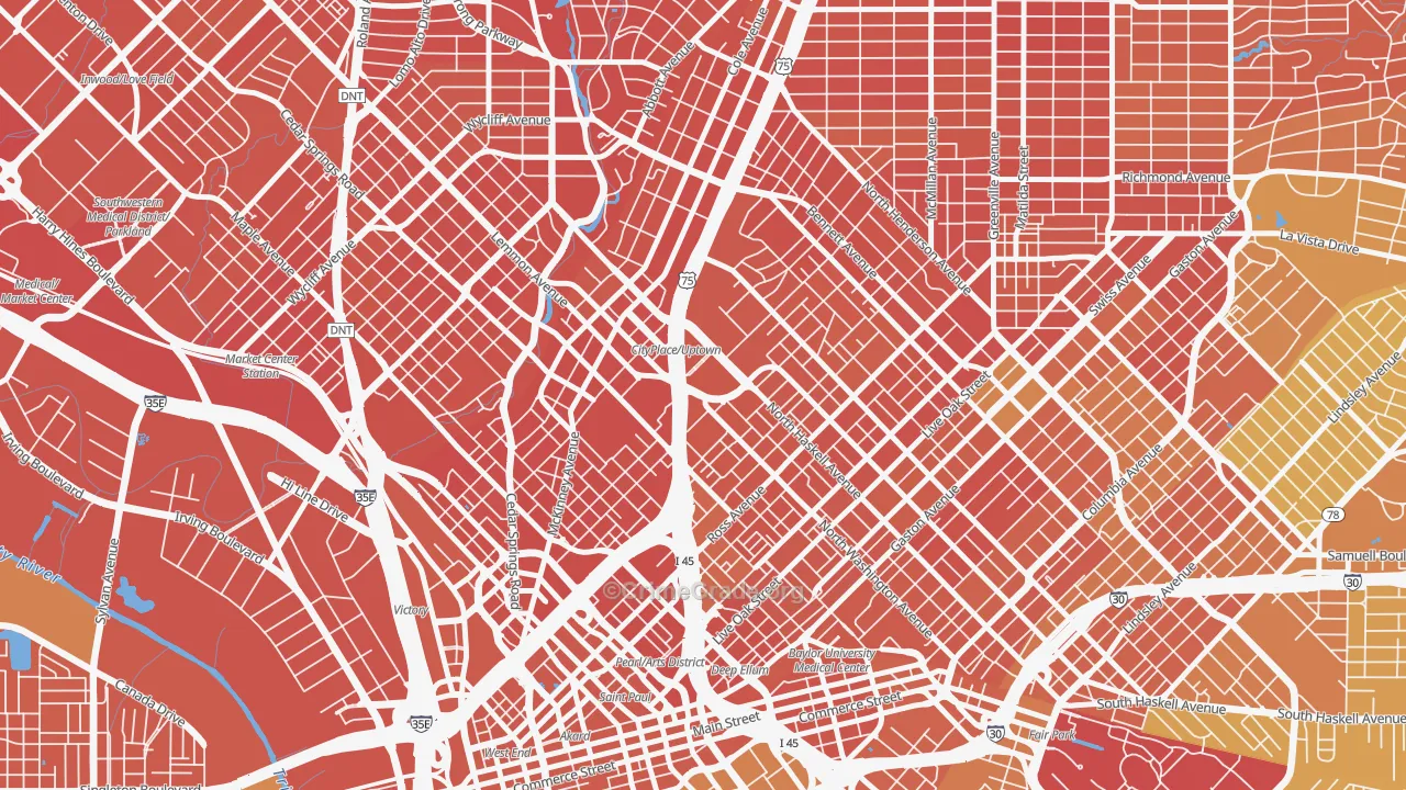 75204, TX Map of Drug-Related Crime Rates