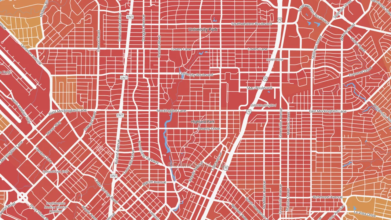 75205, TX Map of Drug-Related Crime Rates