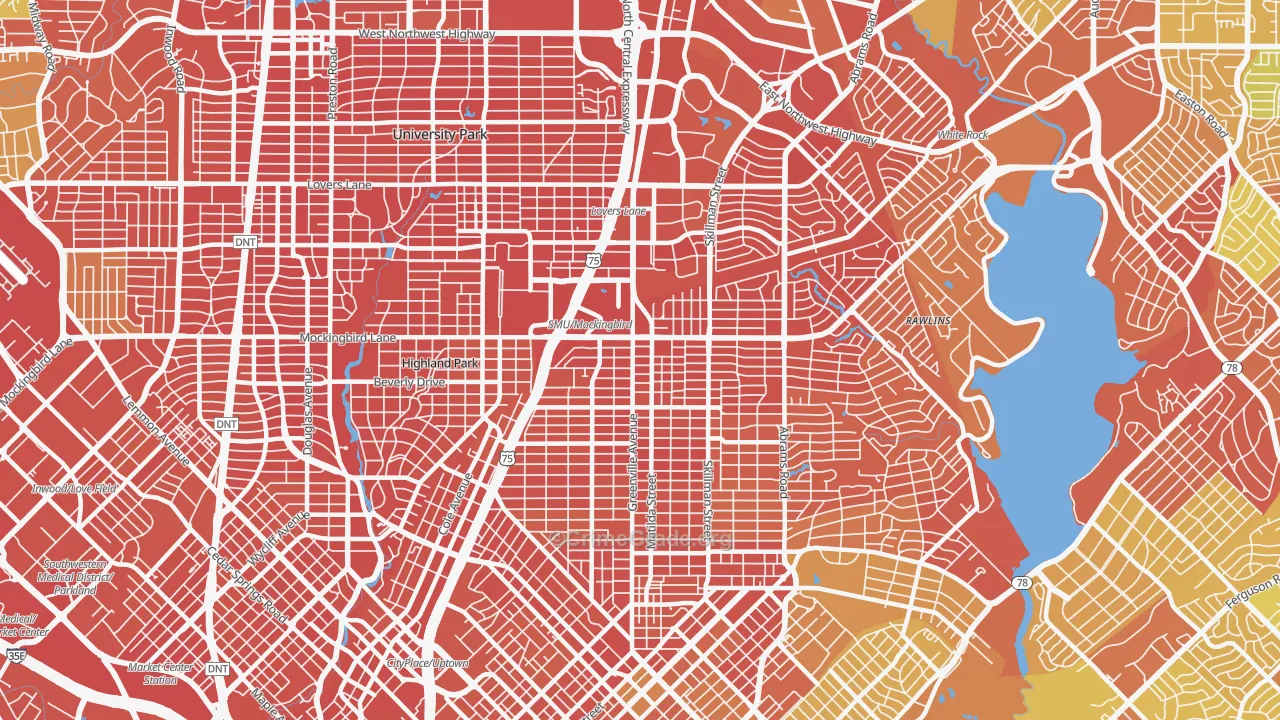 75206, TX Map of Drug-Related Crime Rates