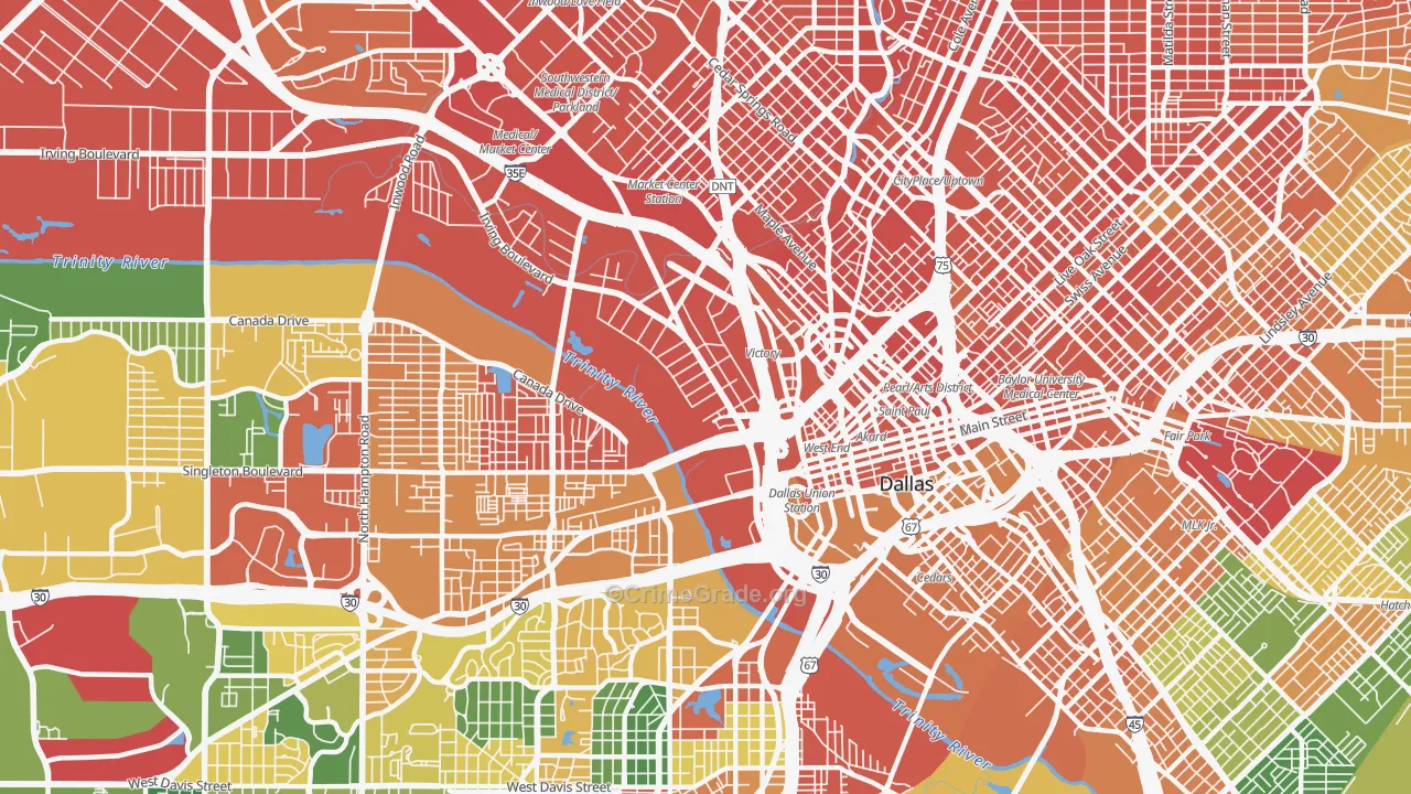 75207, TX Map of Drug-Related Crime Rates