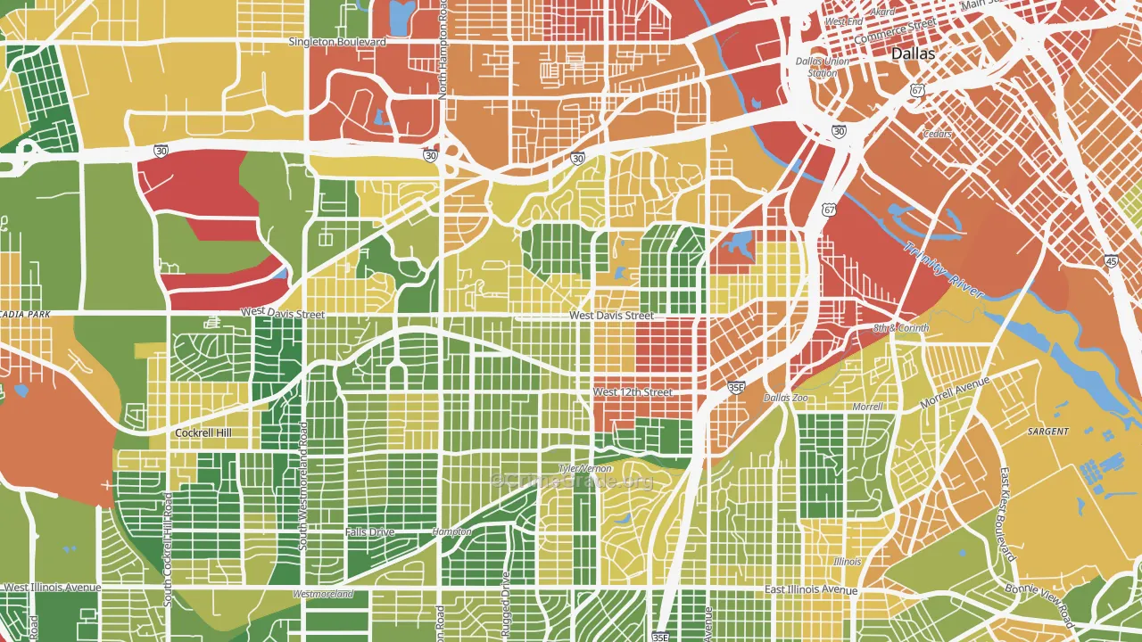 75208, TX Map of Drug-Related Crime Rates
