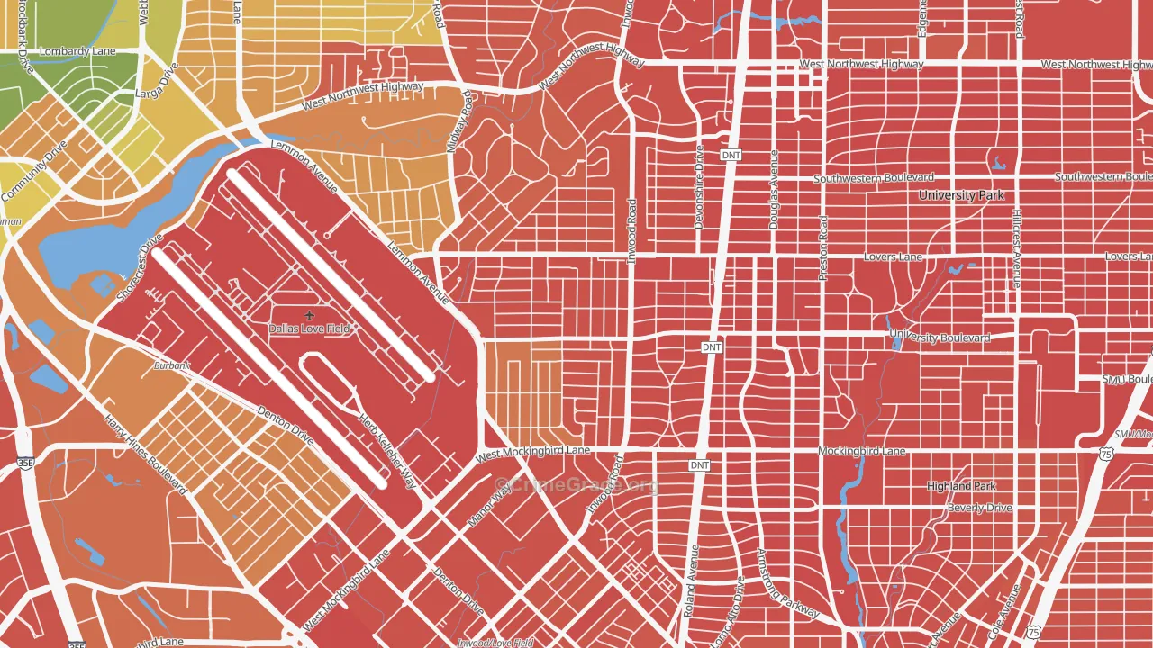 75209, TX Map of Drug-Related Crime Rates