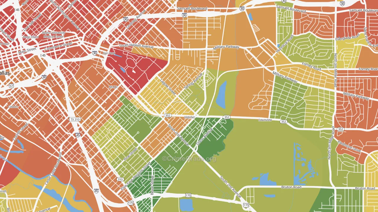 75210, TX Map of Drug-Related Crime Rates