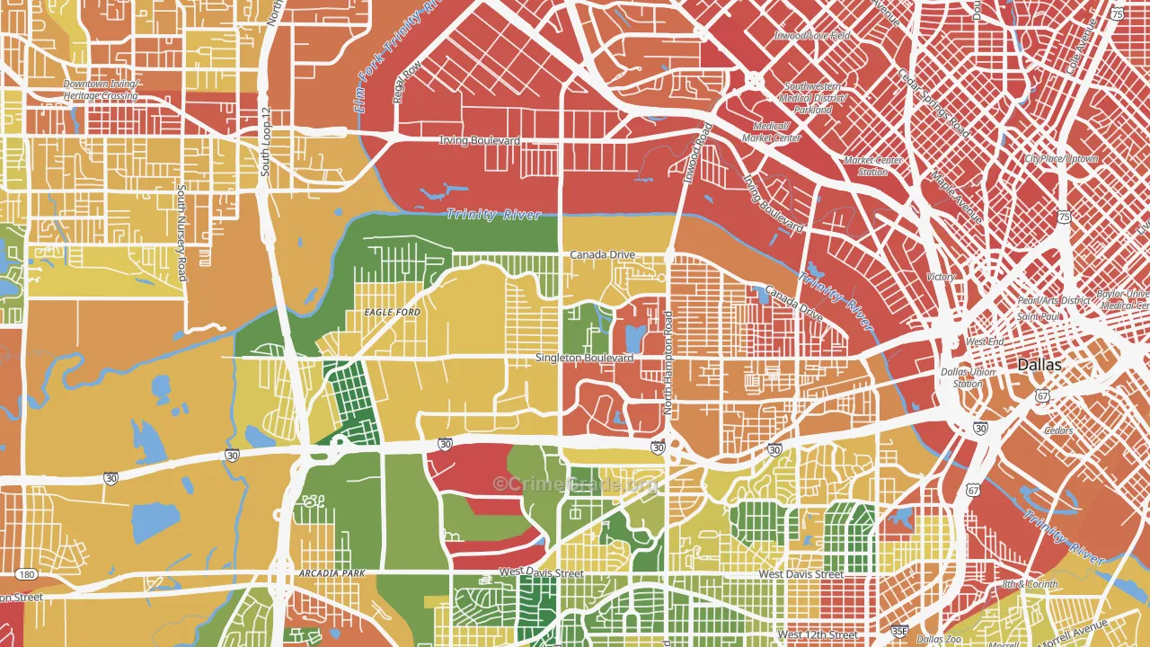 75212, TX Map of Drug-Related Crime Rates