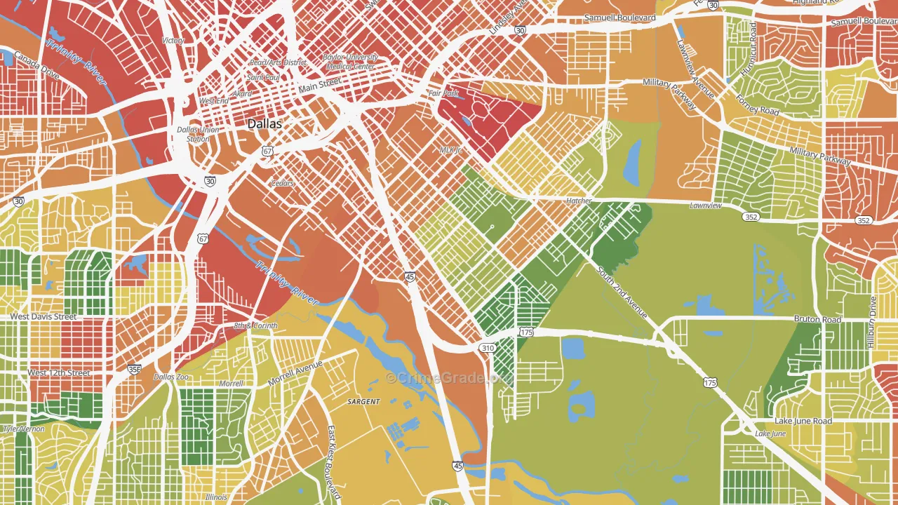 75215, TX Map of Drug-Related Crime Rates