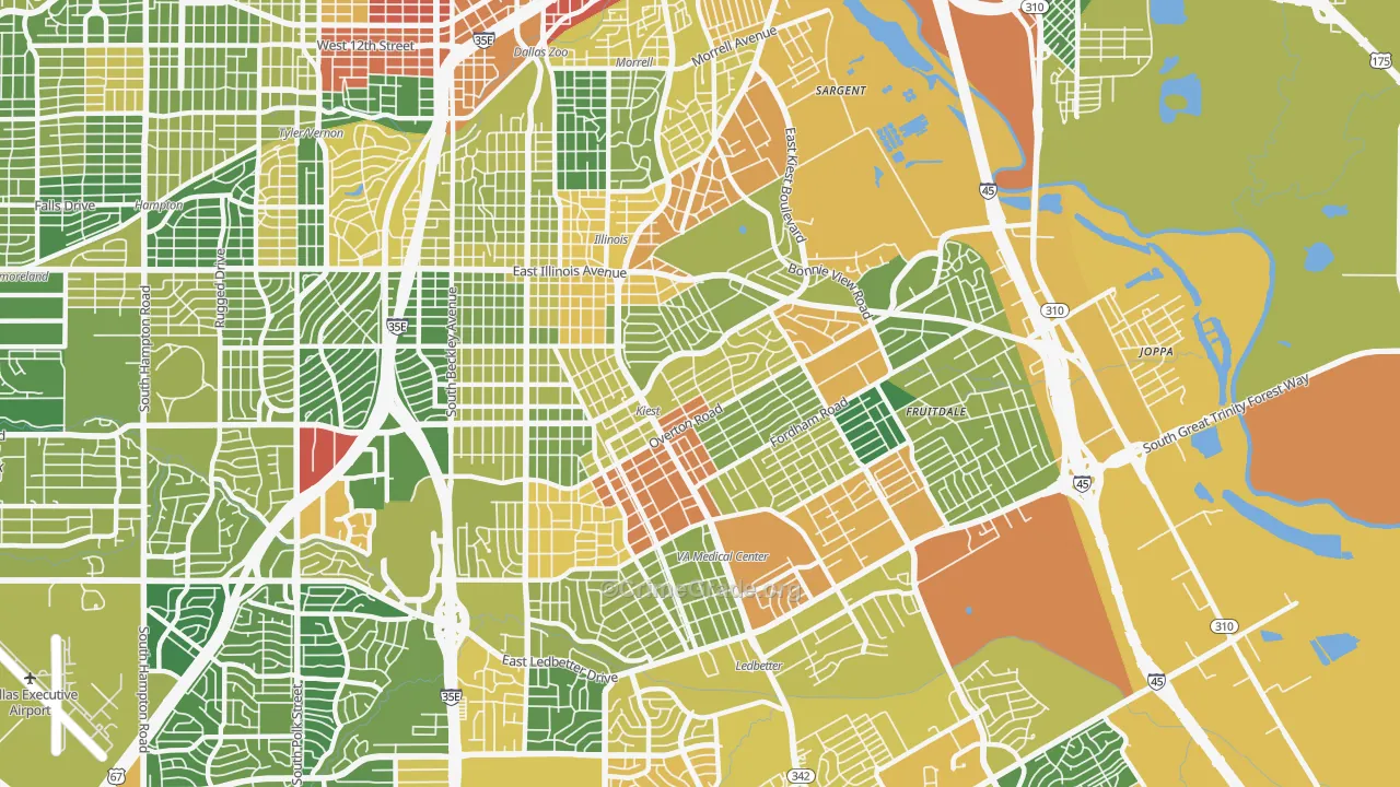 75216, TX Map of Drug-Related Crime Rates