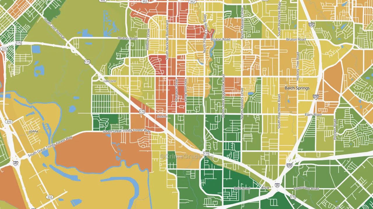 75217, TX Map of Drug-Related Crime Rates