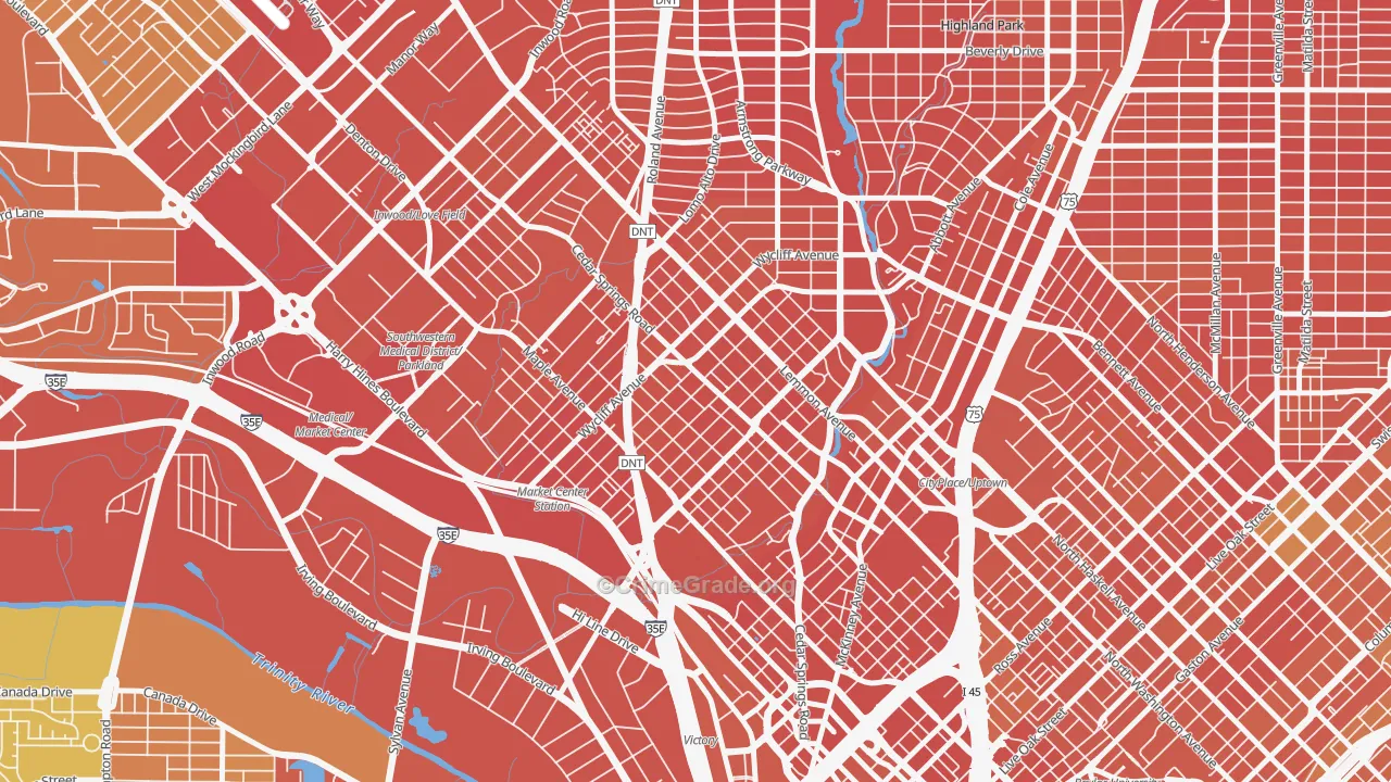 75219, TX Map of Drug-Related Crime Rates