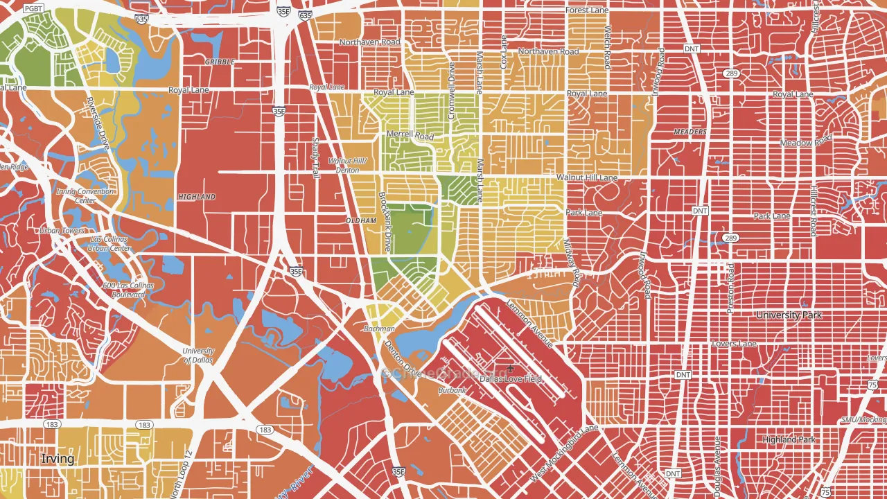 75220, TX Map of Drug-Related Crime Rates
