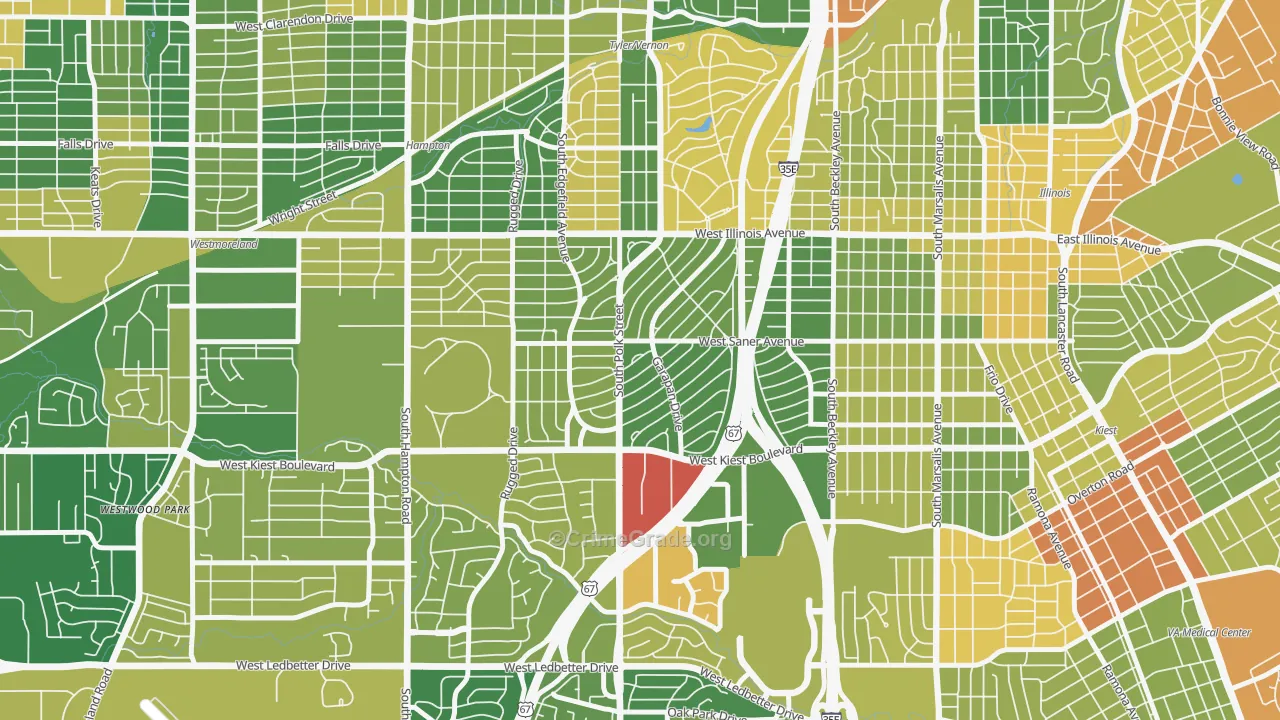 75224, TX Map of Drug-Related Crime Rates
