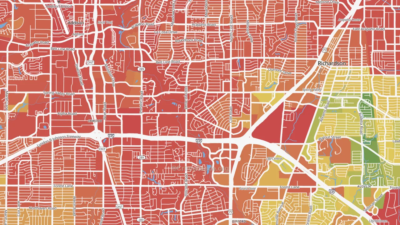 75240, TX Map of Drug-Related Crime Rates