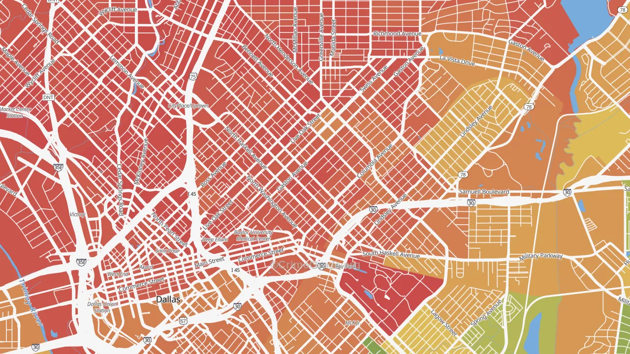 75246, TX Map of Drug-Related Crime Rates