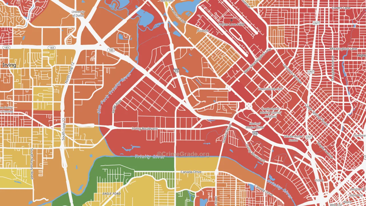 75247, TX Map of Drug-Related Crime Rates
