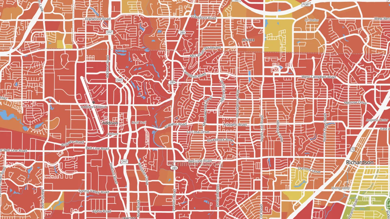 75248, TX Map of Drug-Related Crime Rates