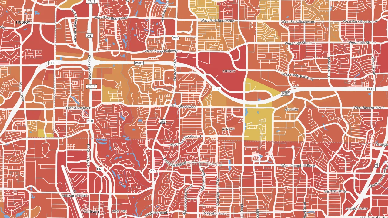 75252, TX Map of Drug-Related Crime Rates