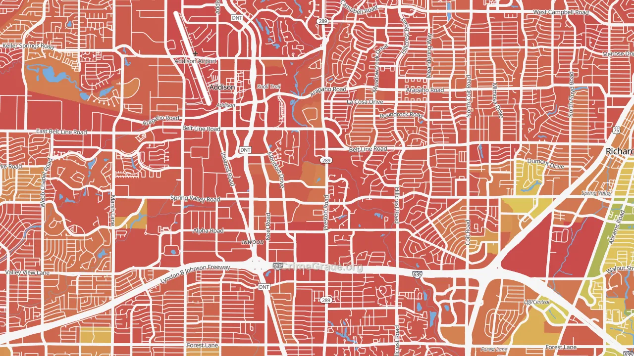 75254, TX Map of Drug-Related Crime Rates