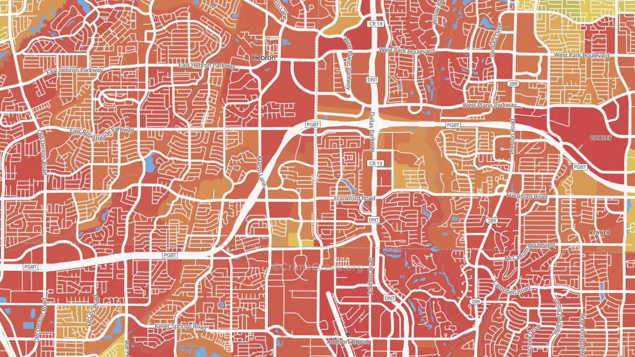 75287, TX Map of Drug-Related Crime Rates