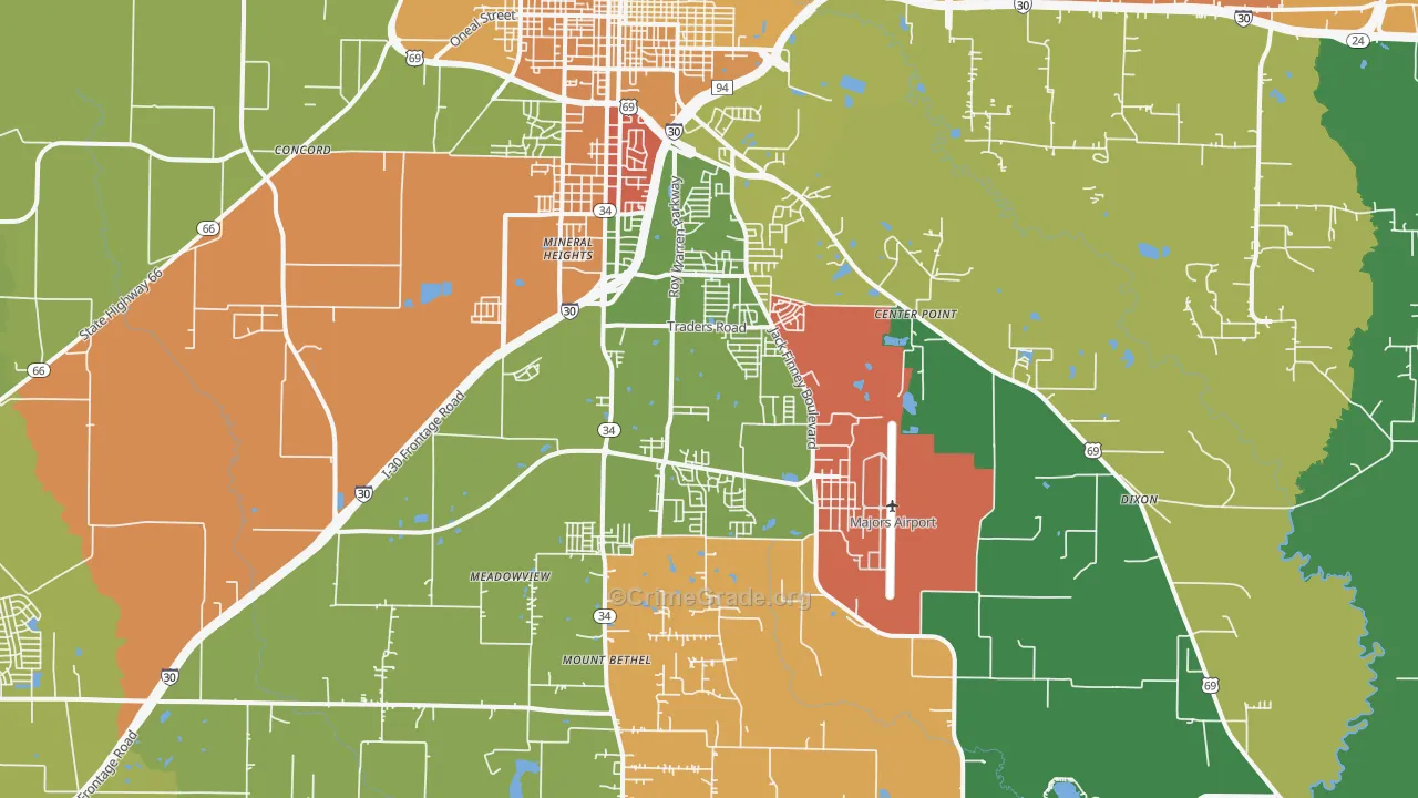 75402, TX Map of Drug-Related Crime Rates