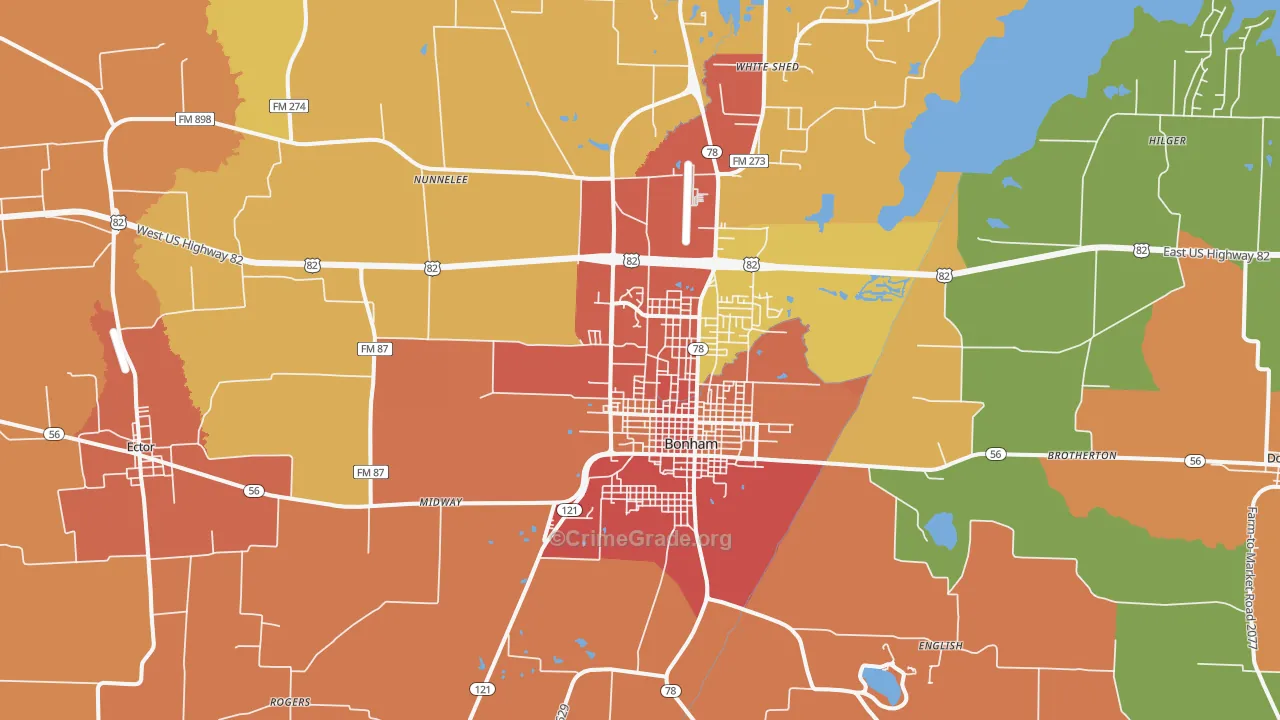 75418, TX Map of Drug-Related Crime Rates