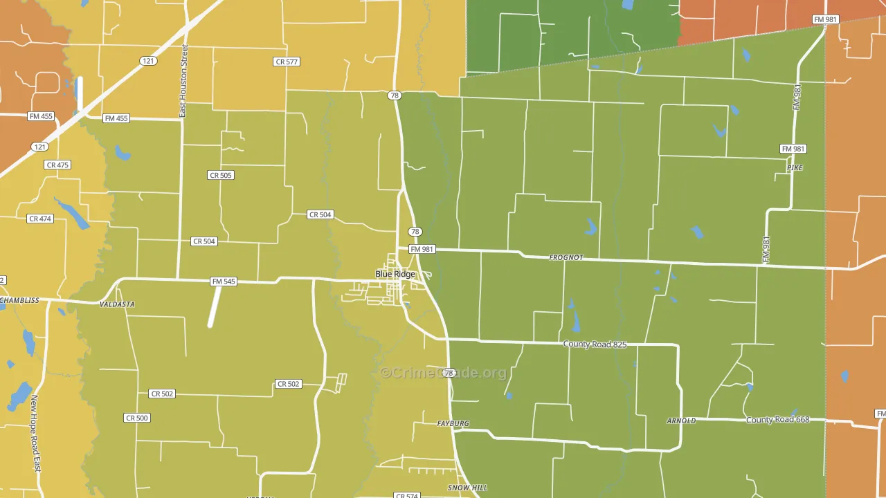 75424, TX Map of Drug-Related Crime Rates
