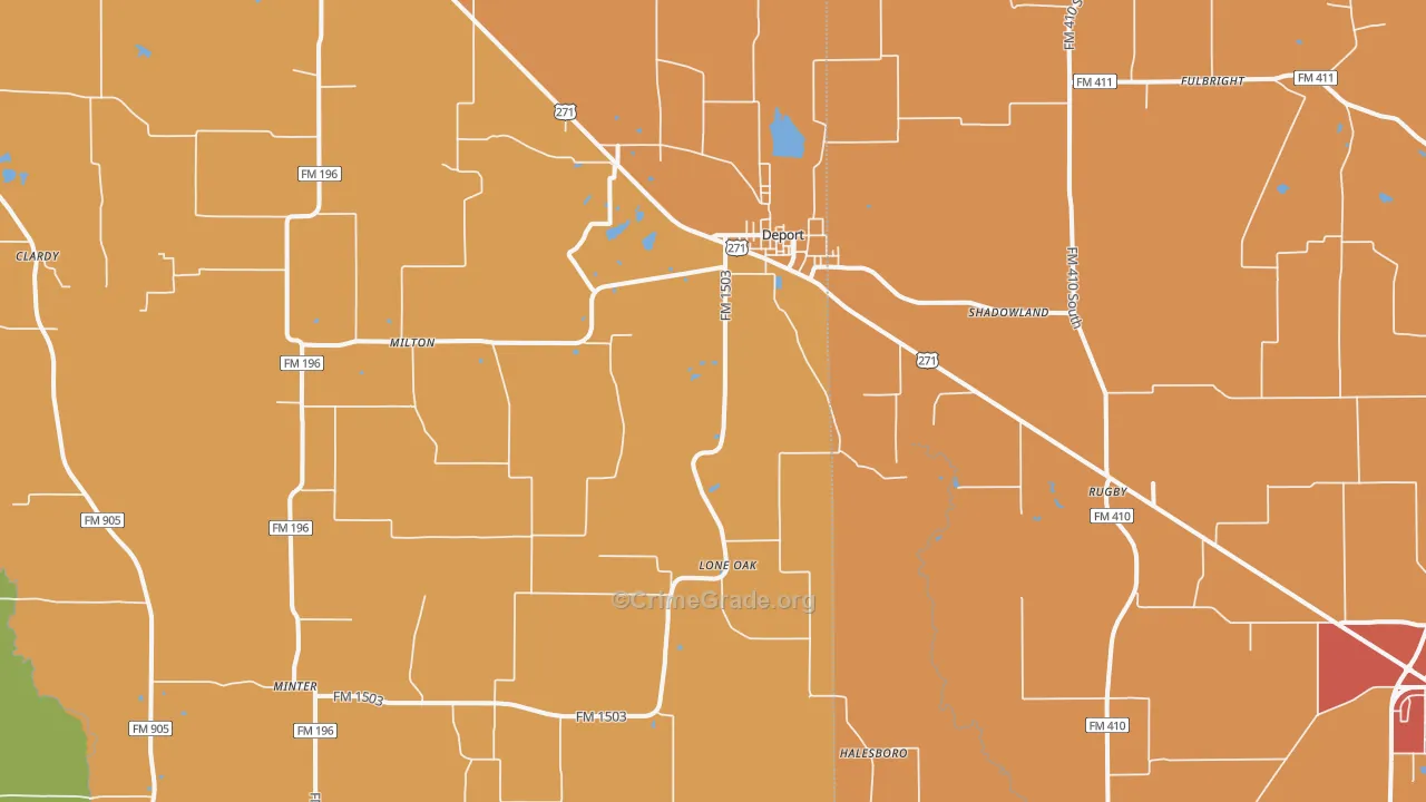 75435, TX Map of Drug-Related Crime Rates