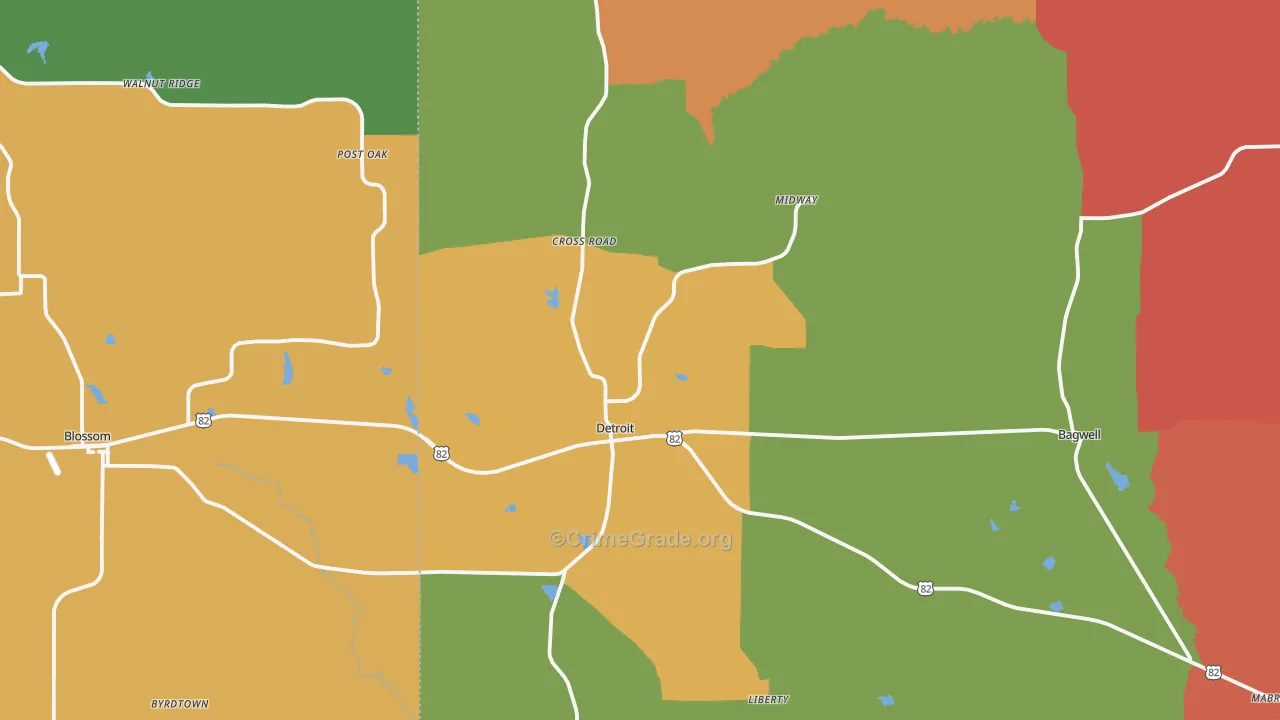 75436, TX Map of Drug-Related Crime Rates