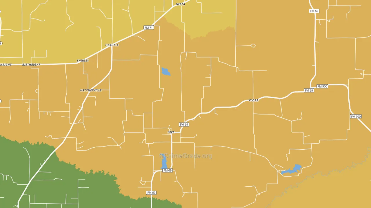 75437, TX Map of Drug-Related Crime Rates
