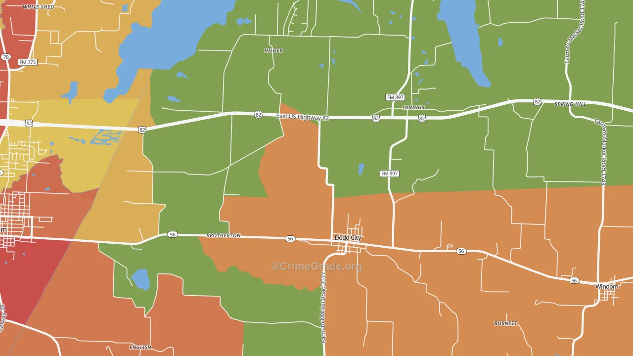 75438, TX Map of Drug-Related Crime Rates