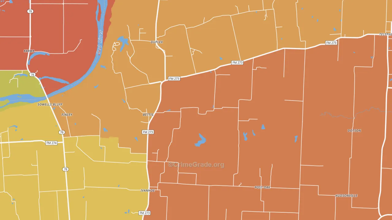 75447, TX Map of Drug-Related Crime Rates