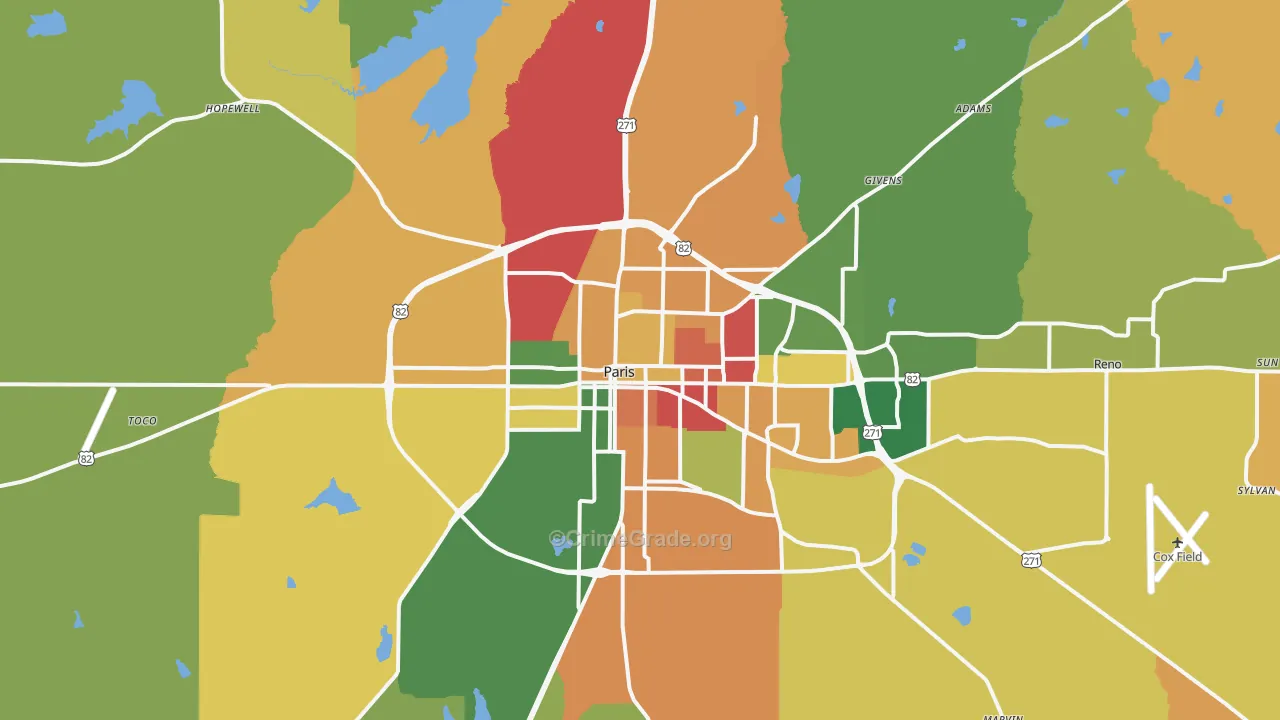75460, TX Map of Drug-Related Crime Rates
