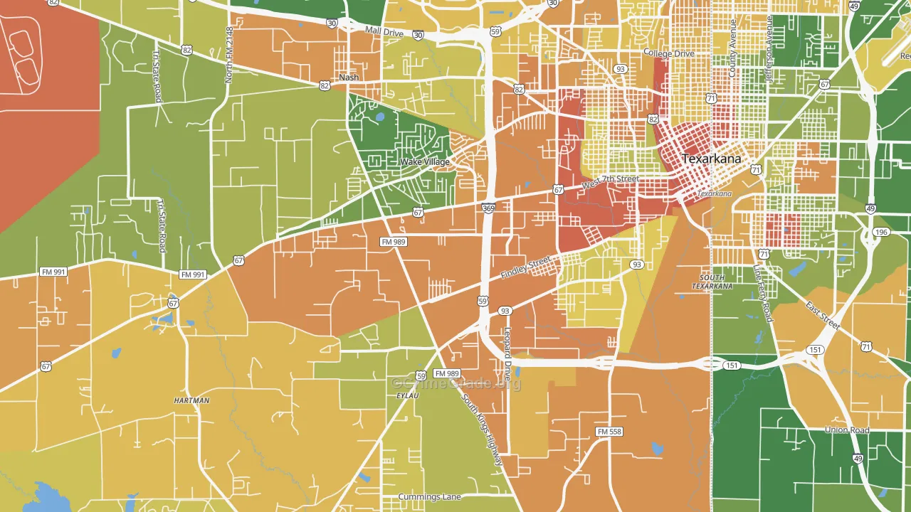 75501, TX Map of Drug-Related Crime Rates
