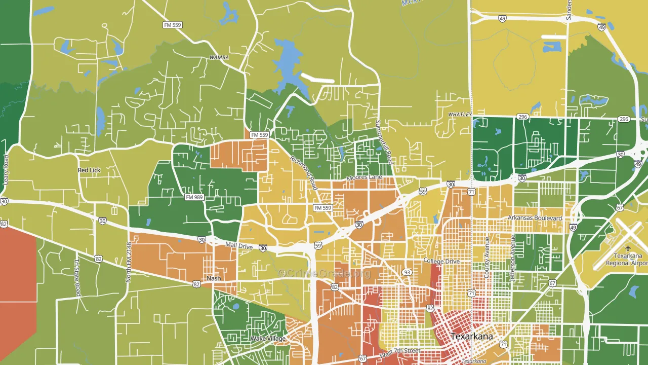 75503, TX Map of Drug-Related Crime Rates