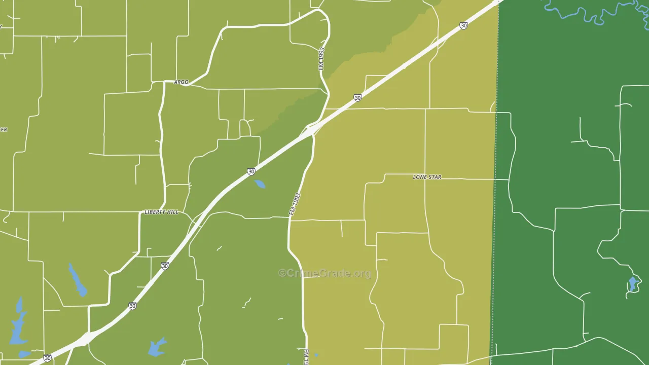75558, TX Map of Drug-Related Crime Rates