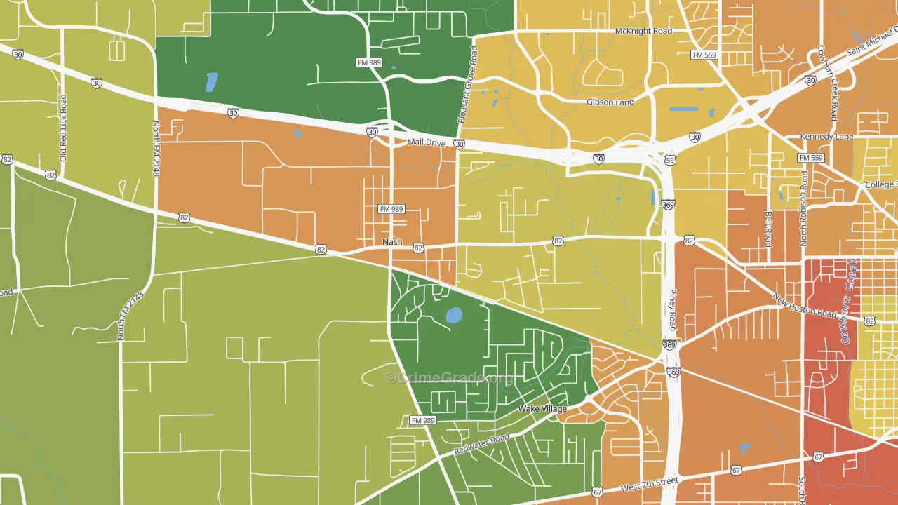 75569, TX Map of Drug-Related Crime Rates