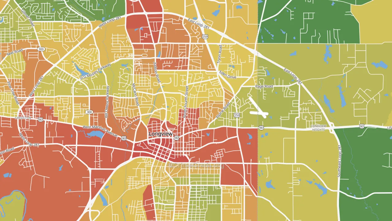 75601, TX Map of Drug-Related Crime Rates