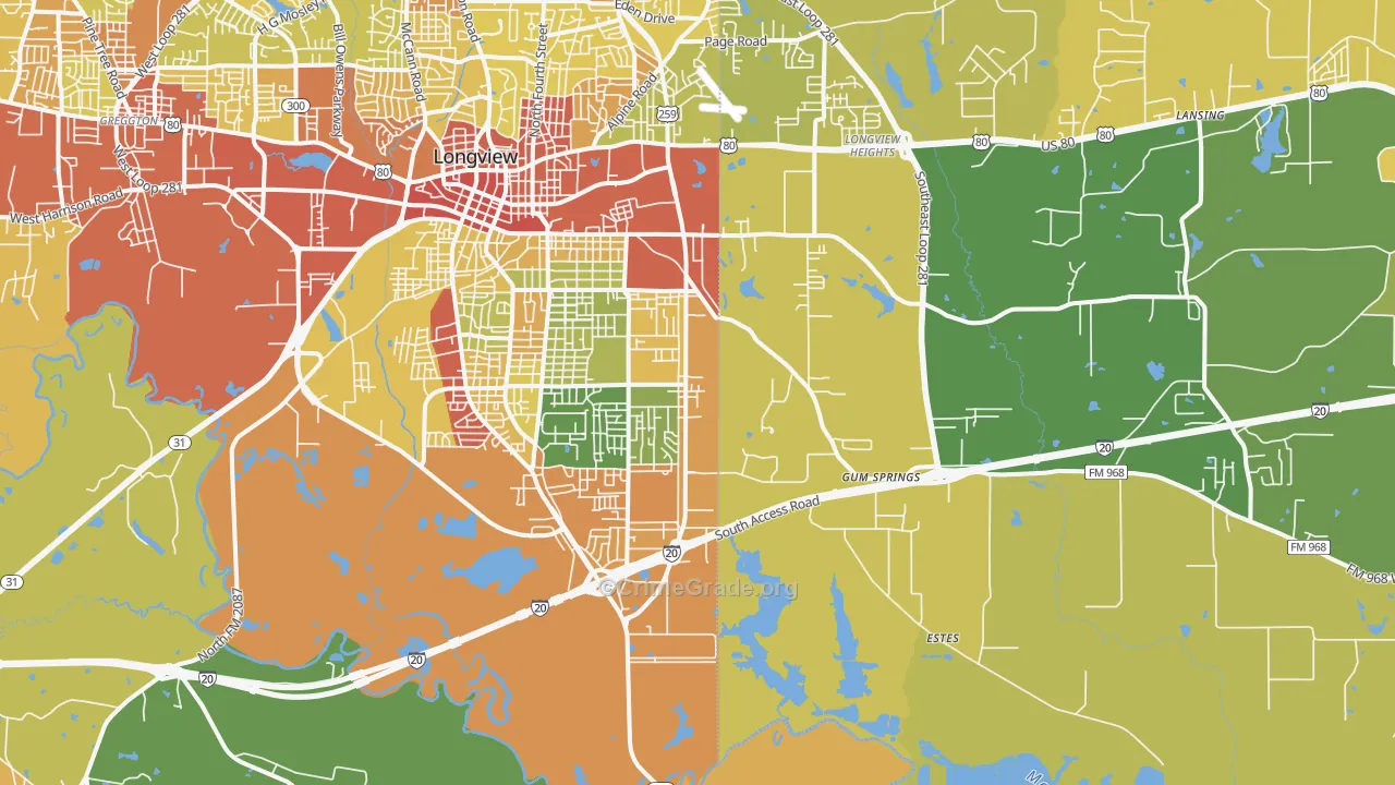 75602, TX Map of Drug-Related Crime Rates