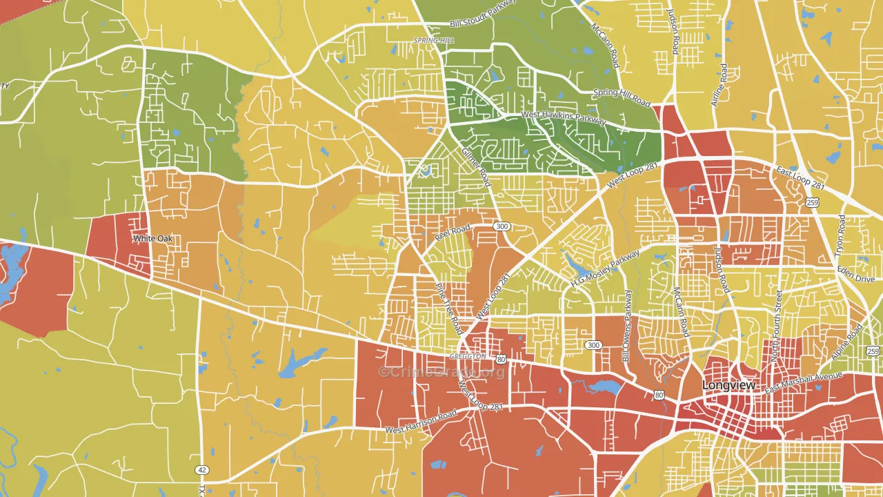 75604, TX Map of Drug-Related Crime Rates