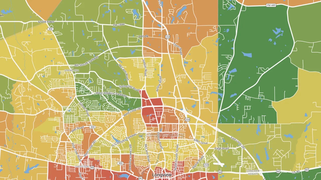 75605, TX Map of Drug-Related Crime Rates
