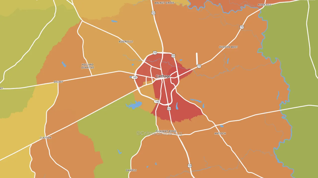 75633, TX Map of Drug-Related Crime Rates