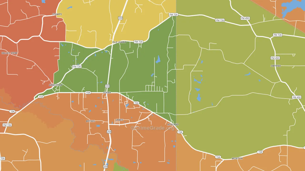 75640, TX Map of Drug-Related Crime Rates