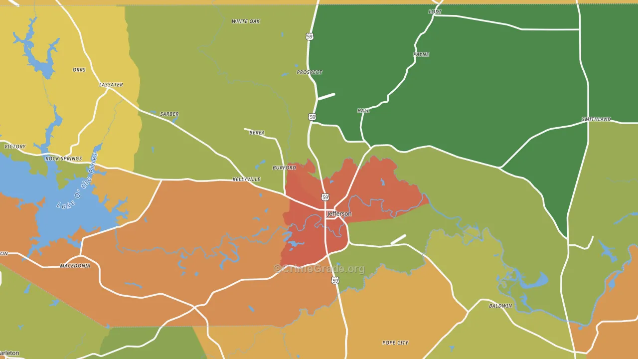 75657, TX Map of Drug-Related Crime Rates