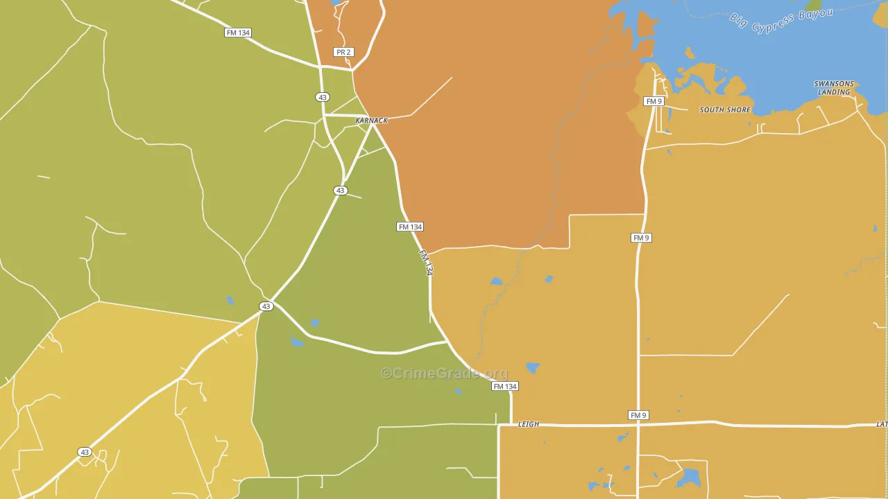 75661, TX Map of Drug-Related Crime Rates