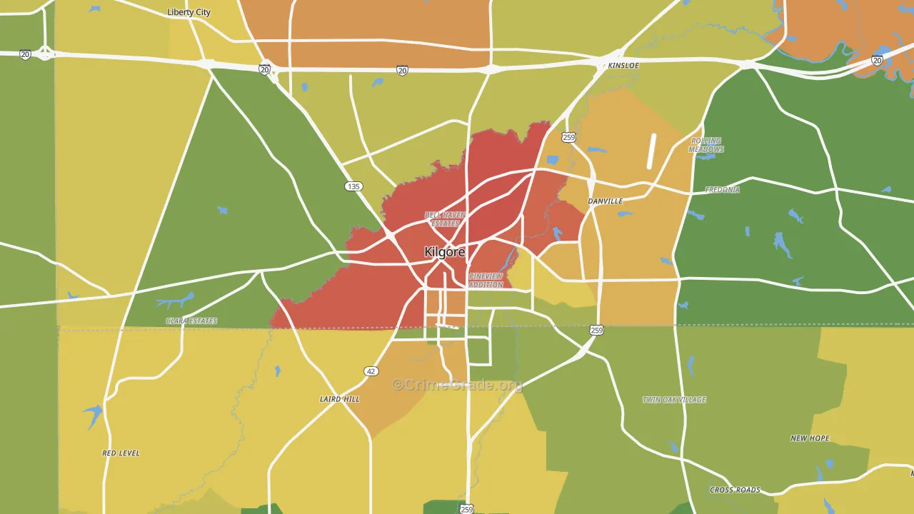 75662, TX Map of Drug-Related Crime Rates