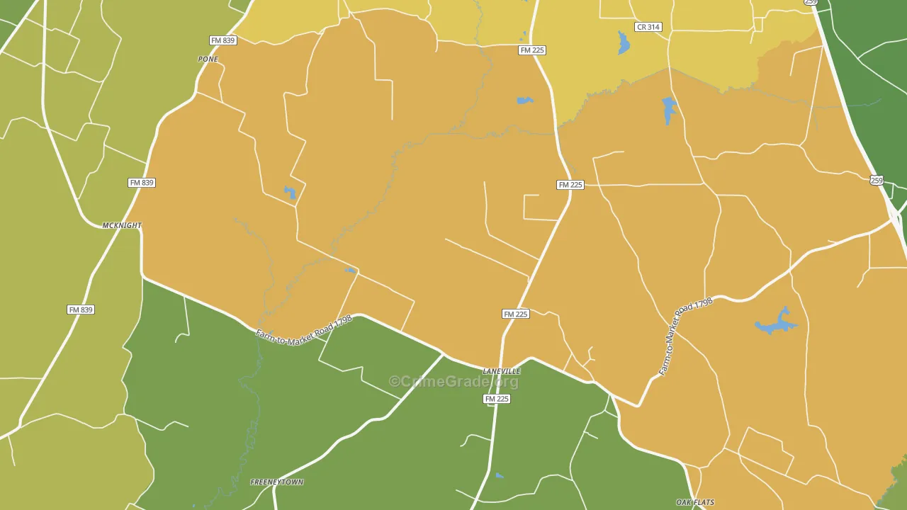 75667, TX Map of Drug-Related Crime Rates